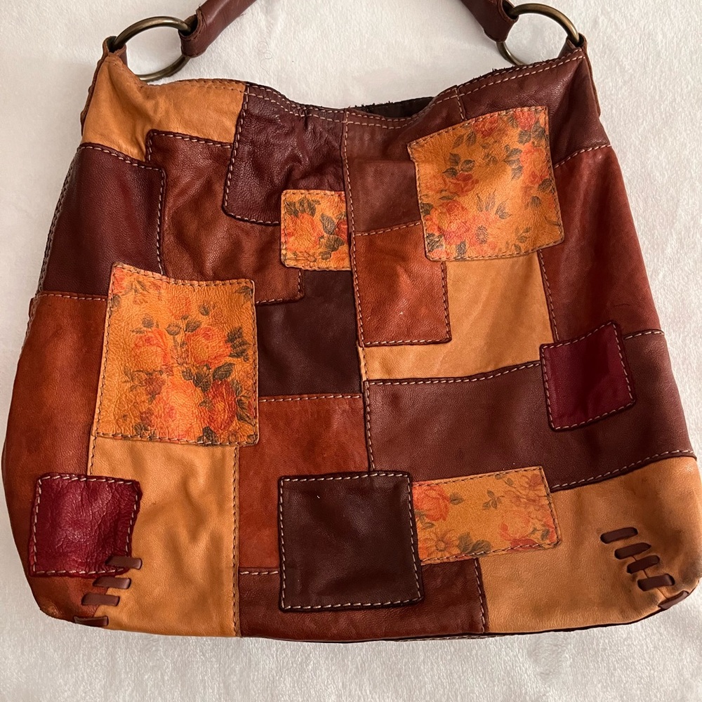 Patchwork Leather Shoulder Bag - Multicolor